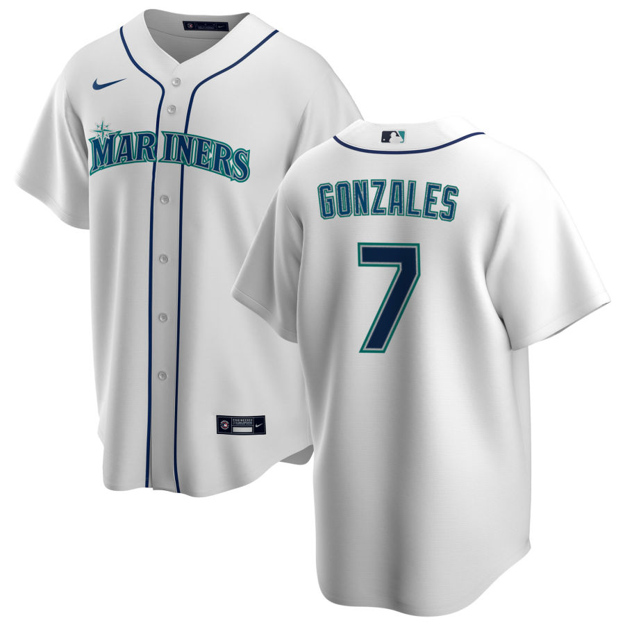 Nike Men #7 Marco Gonzales Seattle Mariners Baseball Jerseys Sale-White - Click Image to Close